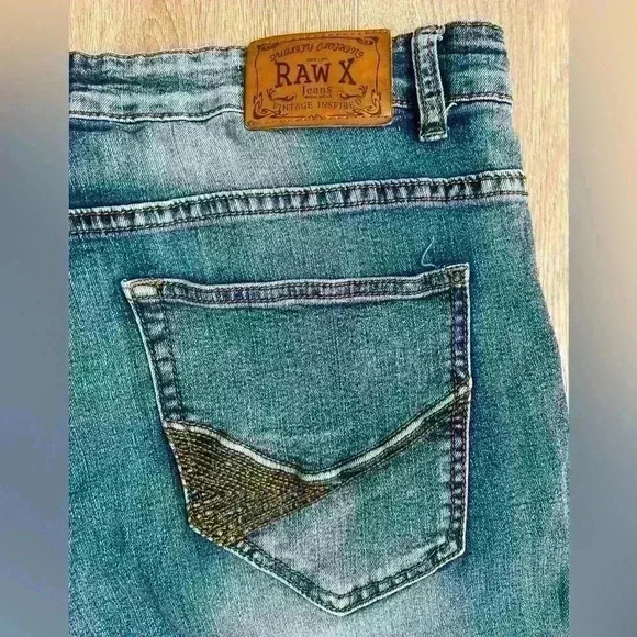 RawX Jeans Mens 36x30 Standard Y2K Denim Jeans Frayed Edge Decorative Stitch - Picture 6 of 14